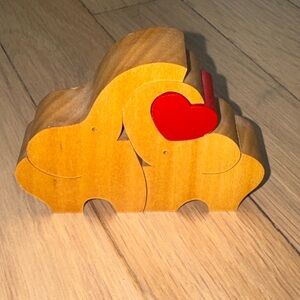 Wooden Elephant Puzzle/Decorative Accent with Red Heart